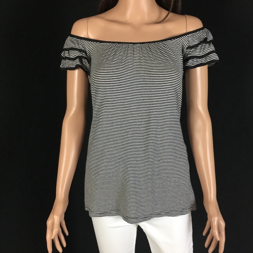 HM Black/White Striped Off The Shoulder Top